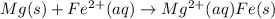Mg(s)+Fe^{2+}(aq)\rightarrow Mg^{2+}(aq)Fe(s)