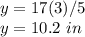 y=17(3)/5\\y=10.2\ in