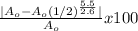 \frac{|A_o - A_o(1/2)^{\frac{5.5}{2.6}}|}{A_o} x100