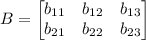 B=\begin{bmatrix}b_{11}&b_{12}&b_{13}\\ b_{21}&b_{22}&b_{23}\end{bmatrix}