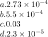 a.2.73\times 10^{-4} \\b.5.5\times 10^{-4} \\c.0.03\\d.2.3\times 10^{-5}