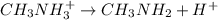 CH_3NH_3^+\rightarrow CH_3NH_2+ H^+