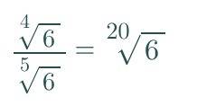 Simplify fourth root of 6 over fifth root of 6.