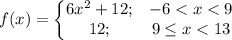 f(x)=\left\{\begin{matrix}6x^2+12 ; &-6