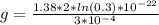 g = \frac{1.38*2*ln(0.3)*10^{-22}}{3*10^{-4}}