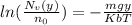 ln(\frac{N_v(y)}{n_0}) = -\frac{mgy}{KbT}