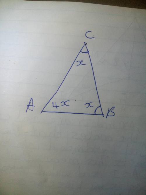 Triangle $abc$ is isosceles with angle $b$ congruent to angle $c$. the measure of angle $c$ is four