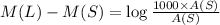 M(L)-M(S)=\log {\frac{1000\times A(S)}{A(S)}