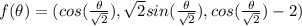 f(\theta) = (cos(\frac{\theta}{\sqrt2}), \sqrt2 sin(\frac{\theta}{\sqrt2}), cos(\frac{\theta}{\sqrt2})-2)