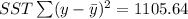 SST \sum (y-\bar y)^2 = 1105.64