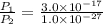 \frac{P_1}{P_2} = \frac{3.0\times 10^{-17}}{1.0\times 10^{-27}}