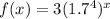 f(x)=3(1.7^4)^x