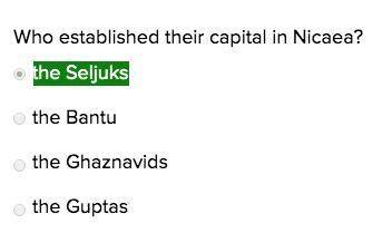Who established the capital of nicaea?  a)seljuks b)bantu c)ghaznavids d)gultas