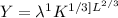 Y= \lambda^{1} K^{1/3]L^{2/3}