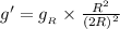 g'=g__{R}} \times \frac{R^2}{(2R)^2}