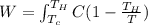 W = \int\limit_{T_c}^{T_H} C (1-\frac{T_H}{T})