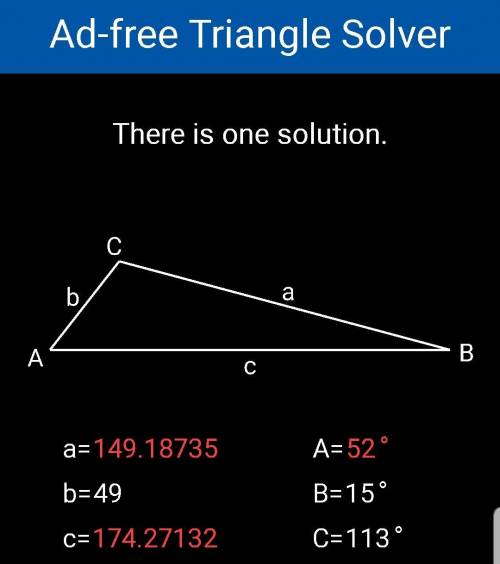 Solve the triangle. round lengths to the nearest tenth and angle measures to the nearest degree. b =