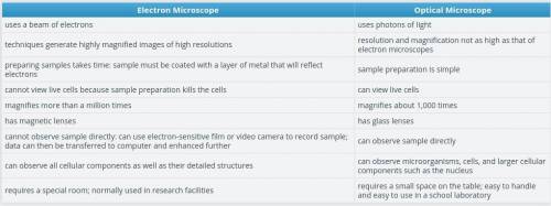 Compare electron microscopes and optical microscopes.