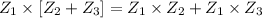 Z_{1}\times [Z_{2}+Z_{3}]=Z_{1} \times Z_{2}+Z_{1}\times Z_{3}