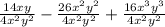 \frac{14xy}{4x^2y^2} -\frac{26x^2y^2}{4x^2y^2}+\frac{16x^3y^3}{4x^2y^2}