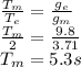 \frac{T_{m}}{T_{e}} = \frac{g_{e}}{g_{m}}\\\frac{T_{m}}{2} = \frac{9.8}{3.71}\\T_{m} = 5.3 s
