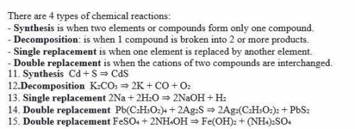 Identify the type of reaction. complete the equations with the correct reactants then balance each e