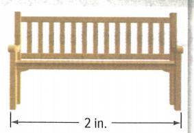 Alandscape designer created a scale drawing of a bench that will be in a garden as shown. the actual