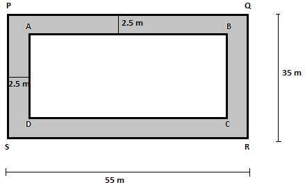 a)) a 55 m long and 35 m broad park is surrounded by a 2.5 m wide(i) find the area of the path.