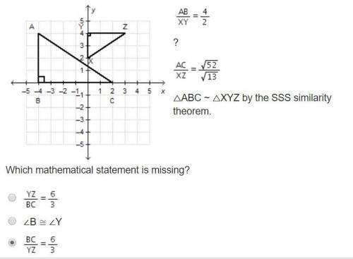 The statements below can be used to prove that the triangles are similar. on a coordinate plane, rig