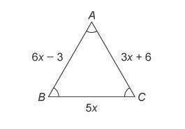 What is the value of x?  6x - 3 3x + 6 enter your answer in the box. ba - 5x