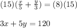 (15)(\frac{x}{5}+\frac{y}{3})=(8)(15)\\\\3x+5y=120
