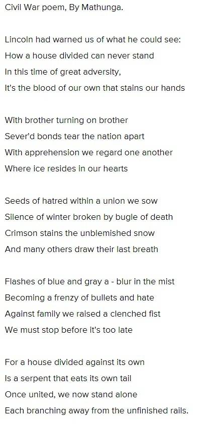 Can someone write me a good civil war poem