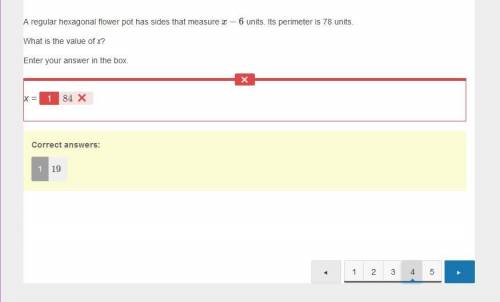 Aregular hexagonal flower pot has sides that measure x−6x-6 units. its perimeter is 78 units. what i