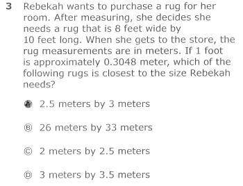 Rebekah wants to purchase a rug for her room. after measuring, she decides she needs a rug that is 8