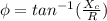 \phi=tan^{-1}(\frac{X_c}{R})