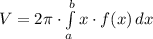 V=2\pi\cdot\int\limits_a^bx\cdot f(x)\, dx