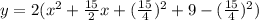 y=2(x^2+\frac{15}{2}x+(\frac{15}{4})^2+9-(\frac{15}{4})^2)