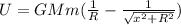 U = GMm(\frac{1}{R}-\frac{1}{\sqrt{x^2+R^2}})
