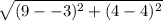 \sqrt{(9 - -3 ) ^{2} +(4-4 ) ^{2}