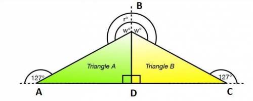 Angle r° = 2w°. what is the measure of angle r°?  a. 120 degrees b. 286 degrees c. 240 degrees d. 14