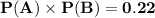 \mathbf{P(A) \times P(B) = 0.22}