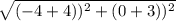 \sqrt{(-4+4))^{2} + (0+3))^{2}}