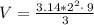 V=\frac{3.14* 2^2\cdot \:9}{3}