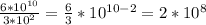 \frac{6*10^{10} }{3*10^{2} } =\frac{6}{3}*10^{10-2}=2*10^{8}