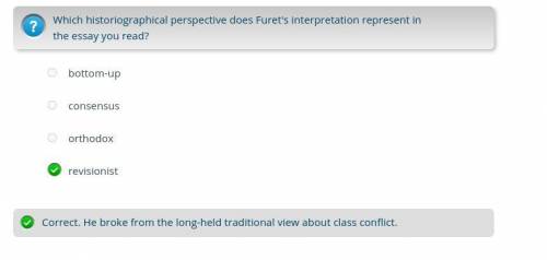 Which historiographical perspective does furet's interpretation represent in the essay you read?