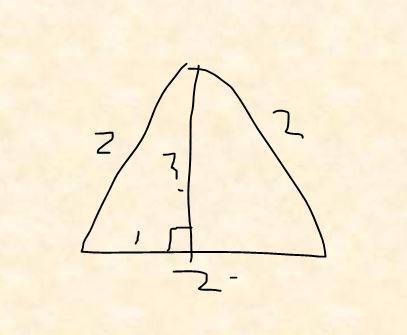 What is the area of an equilateral triangle with each side as 2 inches?