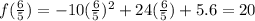 f(\frac{6}{5} )= -10(\frac{6}{5} )^{2} +24(\frac{6}{5} )+5.6 = 20