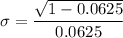 \rm \sigma =\dfrac{ \sqrt{1-0.0625}}{0.0625}