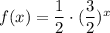 f(x)=\dfrac{1}{2}\cdot (\dfrac{3}{2})^x