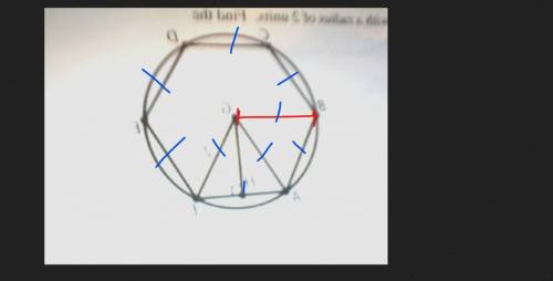 Regular hexagon abcdef is inscribed in a circle with a radius of 2 units.  find measure of central a